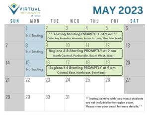 state testing calendar May 2023